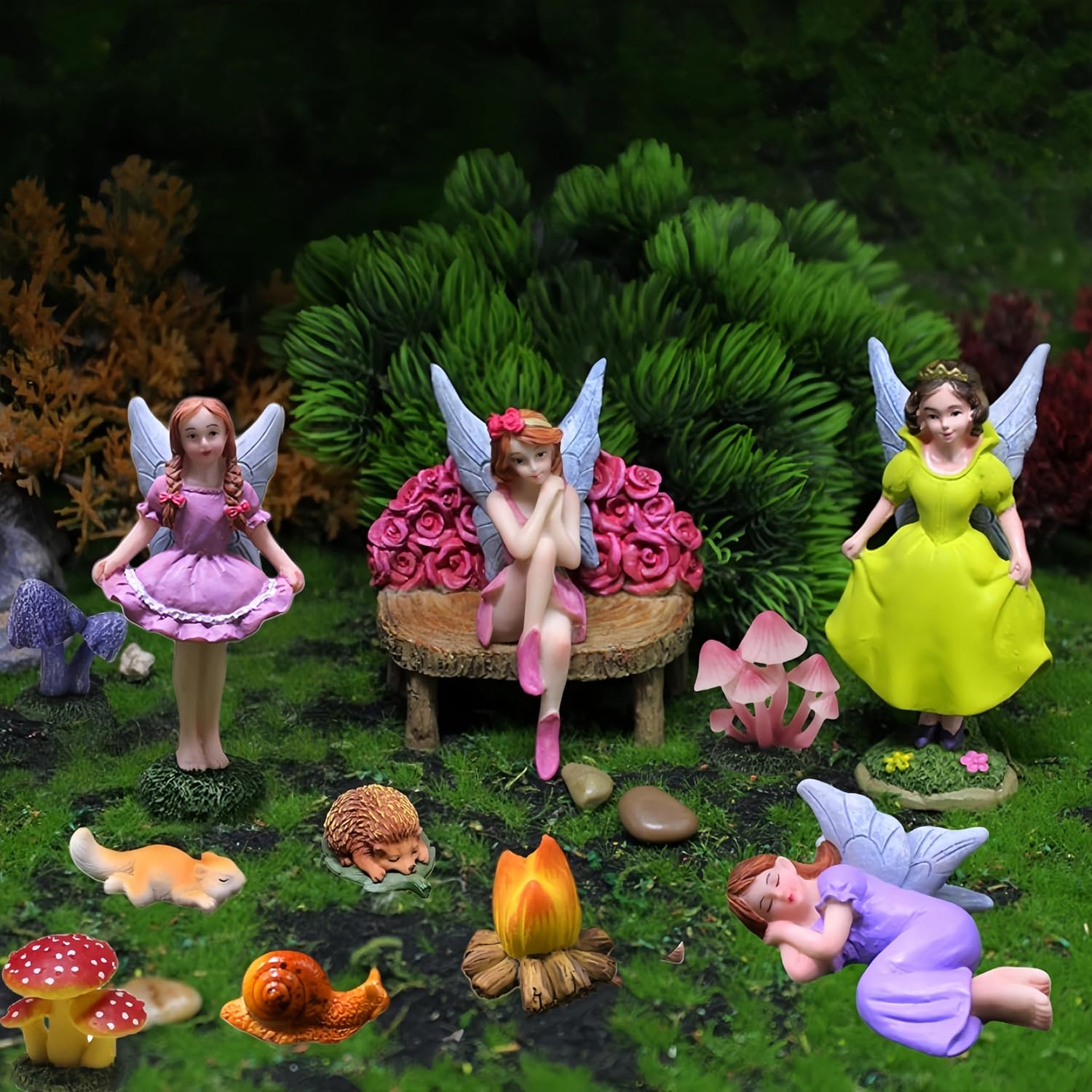 22PCS Miniature Fairy Garden Kit Fairy Garden Figures Outdoor Accessories Kit for DIY Figures Fairy Garden Decoration and Micro Landscape Ornaments - Image 4