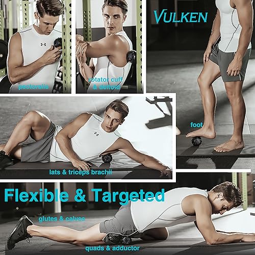 Miniatura 4 de Vulken Pelota de masaje vibrante de alta intensidad de 4 velocidades con carga USB para músculos y tejidos profundos, alivio del dolor de fascitis