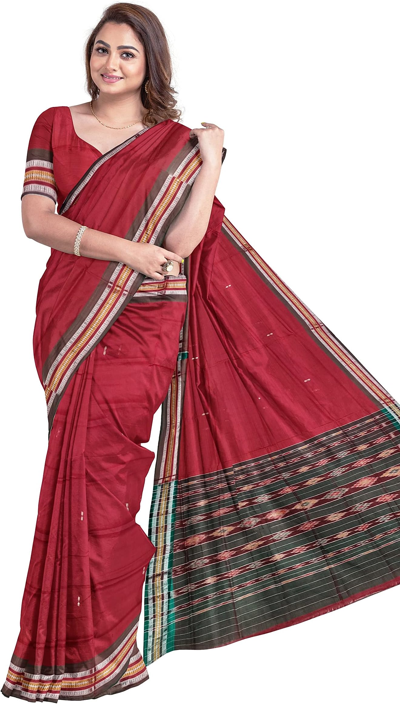 BHSWomen's Sambalpuri Pure Cotton Bomkai Saree (Nuapatanapata_Multicolour)