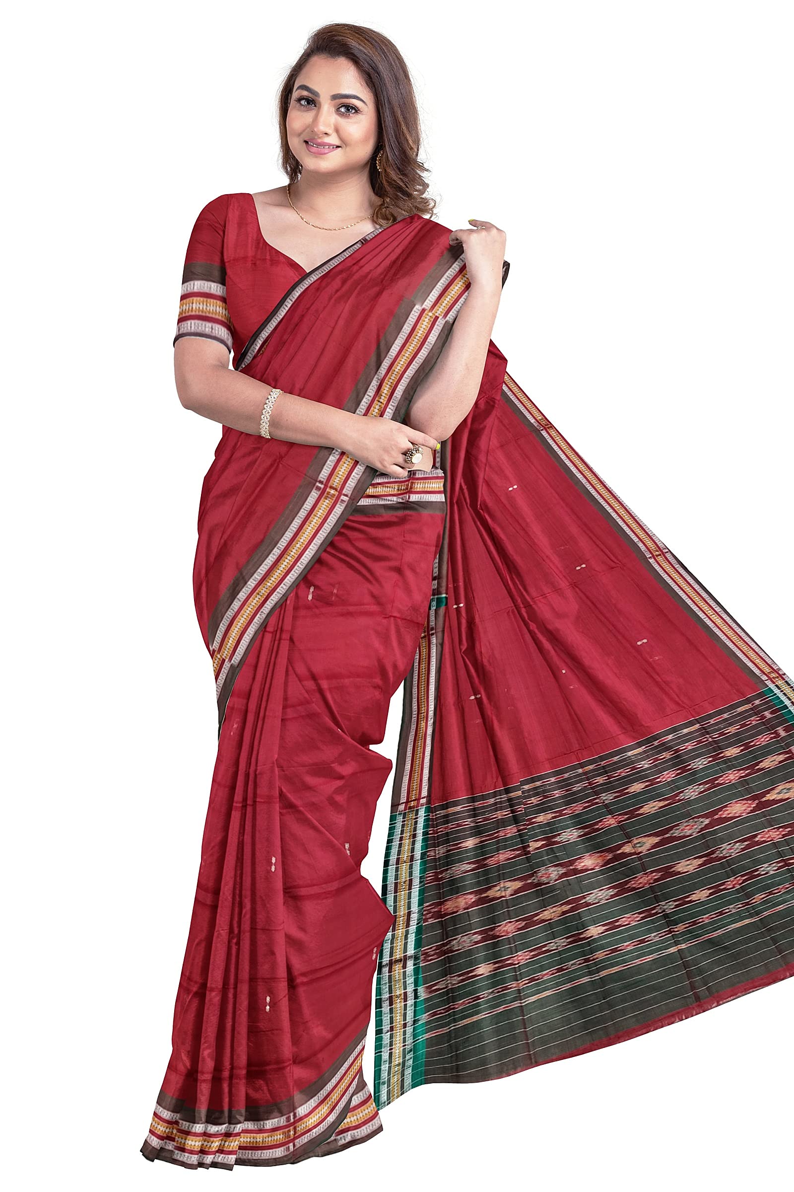 BHSWomen's Sambalpuri Pure Cotton Bomkai Saree (Nuapatanapata_Multicolour)