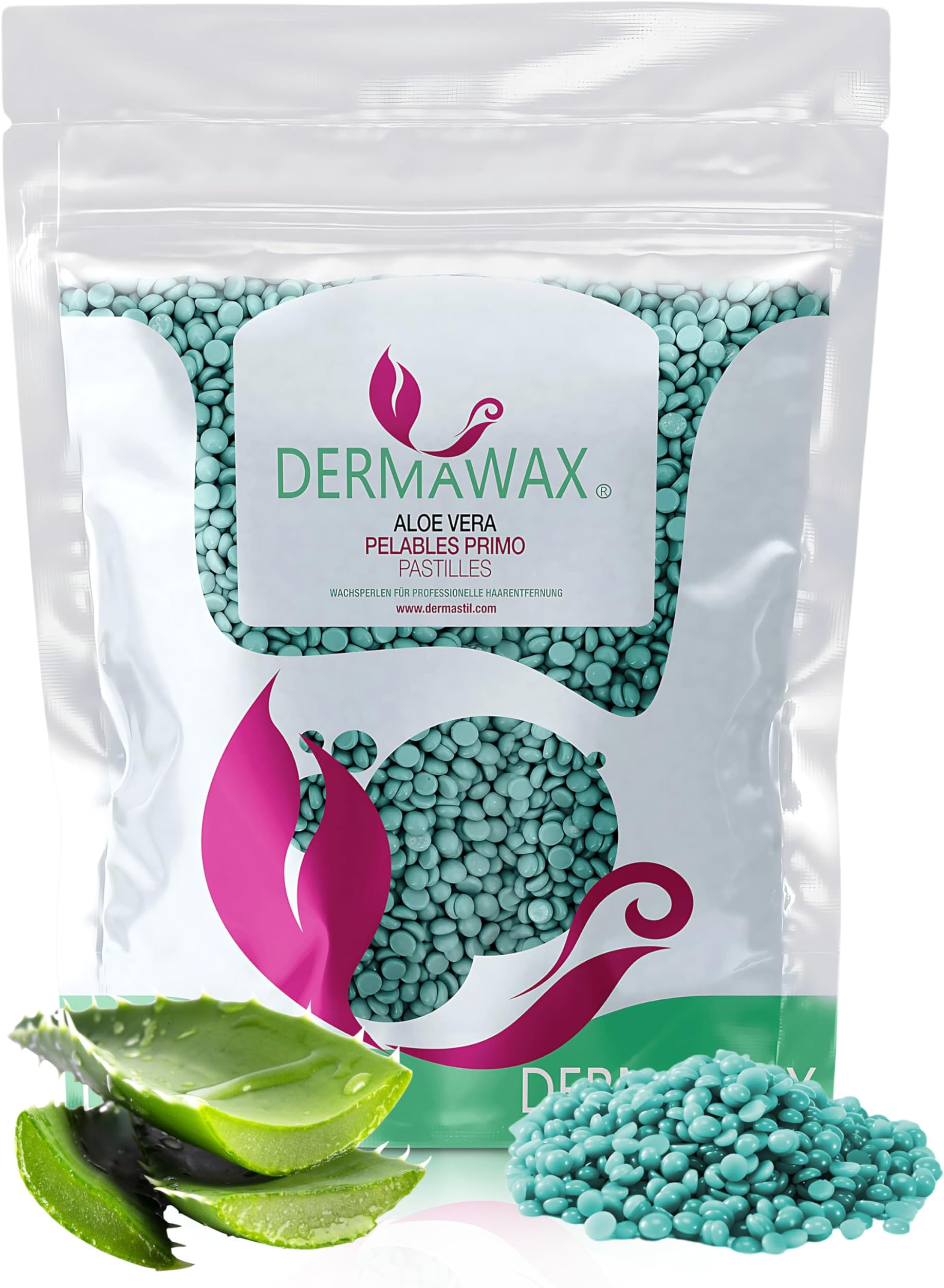 Aloe Vera Hard Wax Beads 1kg – Stripless Film Wax for Hair Removal, Face, Legs, Underarms, Bikini Line & Brazilian, Professional Hot Wax, Made in Italy