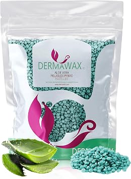 DERMAWAX Aloe Vera Hard Wax Beads 1kg   Stripless Film Wax for Hair Removal, Face, Legs, Underarms, Bikini Line & Brazilian, Professional Hot Wax, Made in Italy