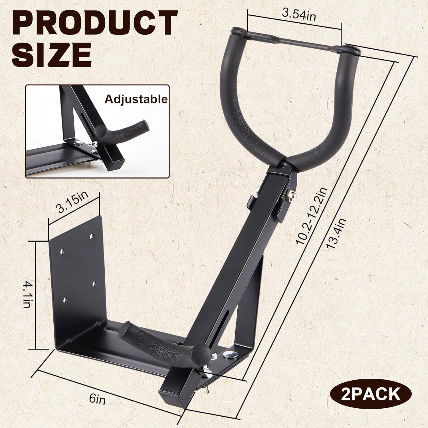 2 Pcs Saxophone Wall Mount Tenor Alto Saxophone Stand Holder Display Rack Metal Alto Sax Stand Wall Hanger for Music Studio Instrument Shop Home Accessories Sax Lover Gifts, Black