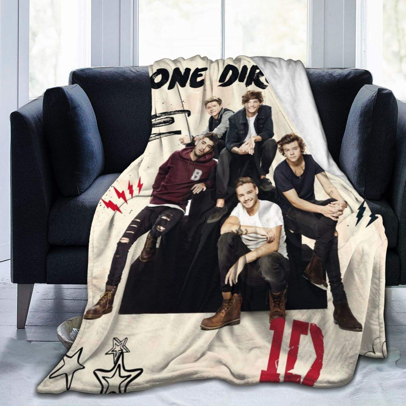 GIPHOJO Super Plush Throw Blanket Micro Flannel Blanket 1-D One Di-rec-Tion Blankets for Kids Adults for Bed Sofa Couch Chair Home Car Office Lightweight for All Season Gift 50"x40"