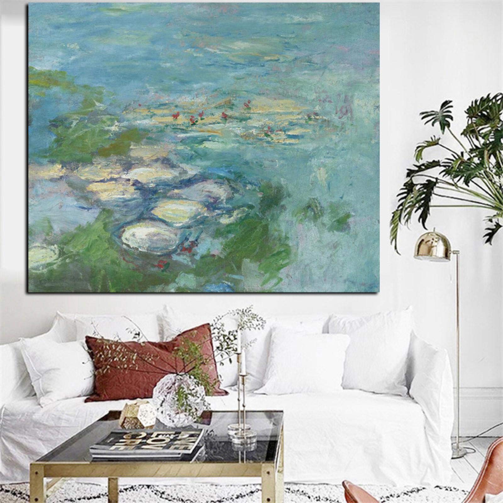 Toile Claude Monet étang nénuphar impressionniste pour déco salon 70x90cm
