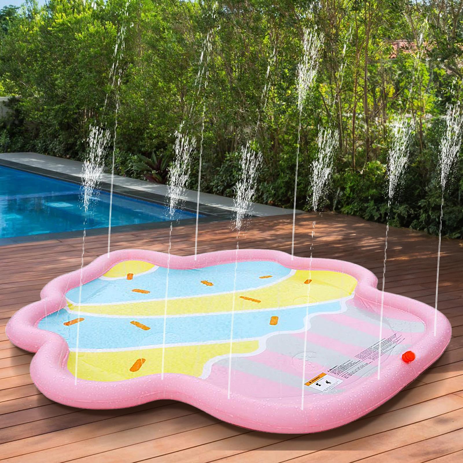 Vasca con Spruzzatore per Bambini - Tappeto Con Schizzi D'Acqua E Piscina Gonfiabile - Attività Estiva Pieghevole Per Esterni Da Giardino E Campeggio