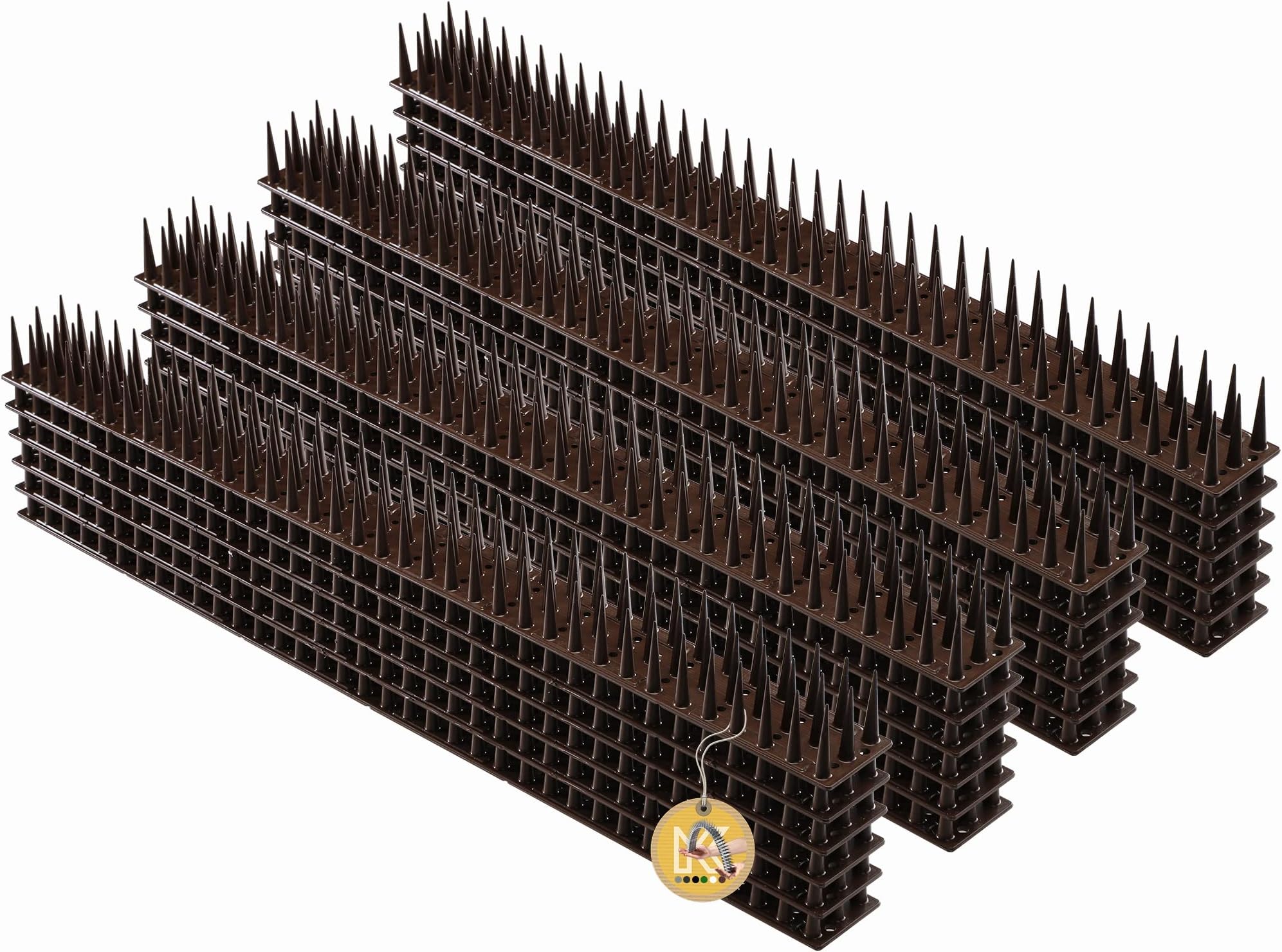 Plastic Bird Spikes, 51 x 4 x 3 cm, Wall Spikes, Fence Tops Spikes, Pigeon Repellent, Deterrent for Birds, Cats, Anti Climb Spikes, Squirrel Repellent (24, Brown)