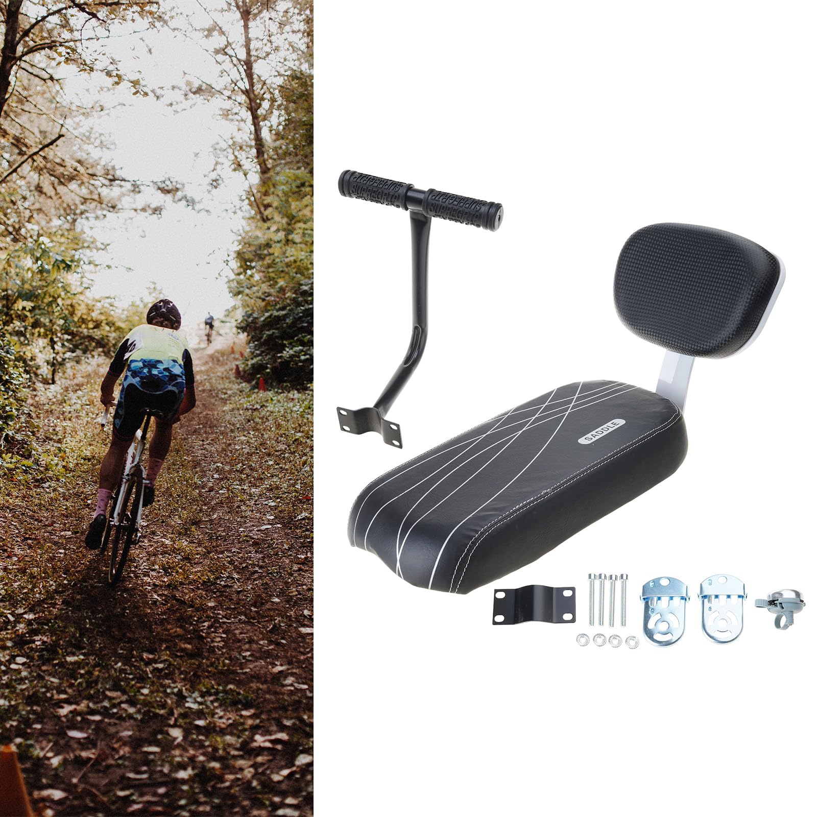 Ensemble de Repose-Pieds et accoudoirs pour sièges arrière de vélo, Porte-bébés de sécurité pour, sièges de vélo pour bébé avec accoudoir et Dossier, vélo pour Enfant avec Dossier