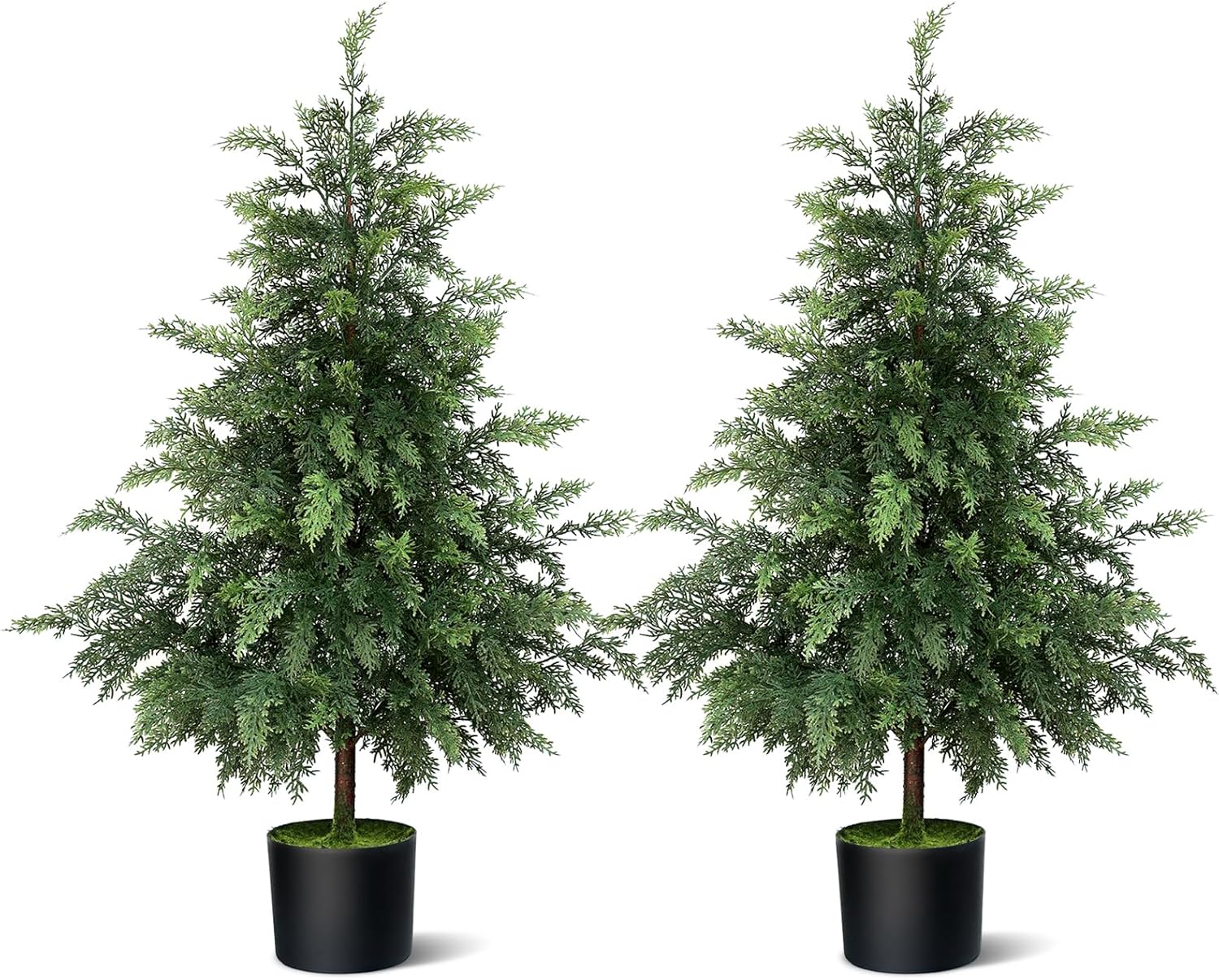 YXZZWL 3FT Real Touch Cedar Topiary Trees for Front Porch Decor, Artificial Shrubs Faux Plants Potted UV Resistant Fake Greenery for Outdoor Indoor Door Garden Farmhouse Home Decoration (Set of 2)