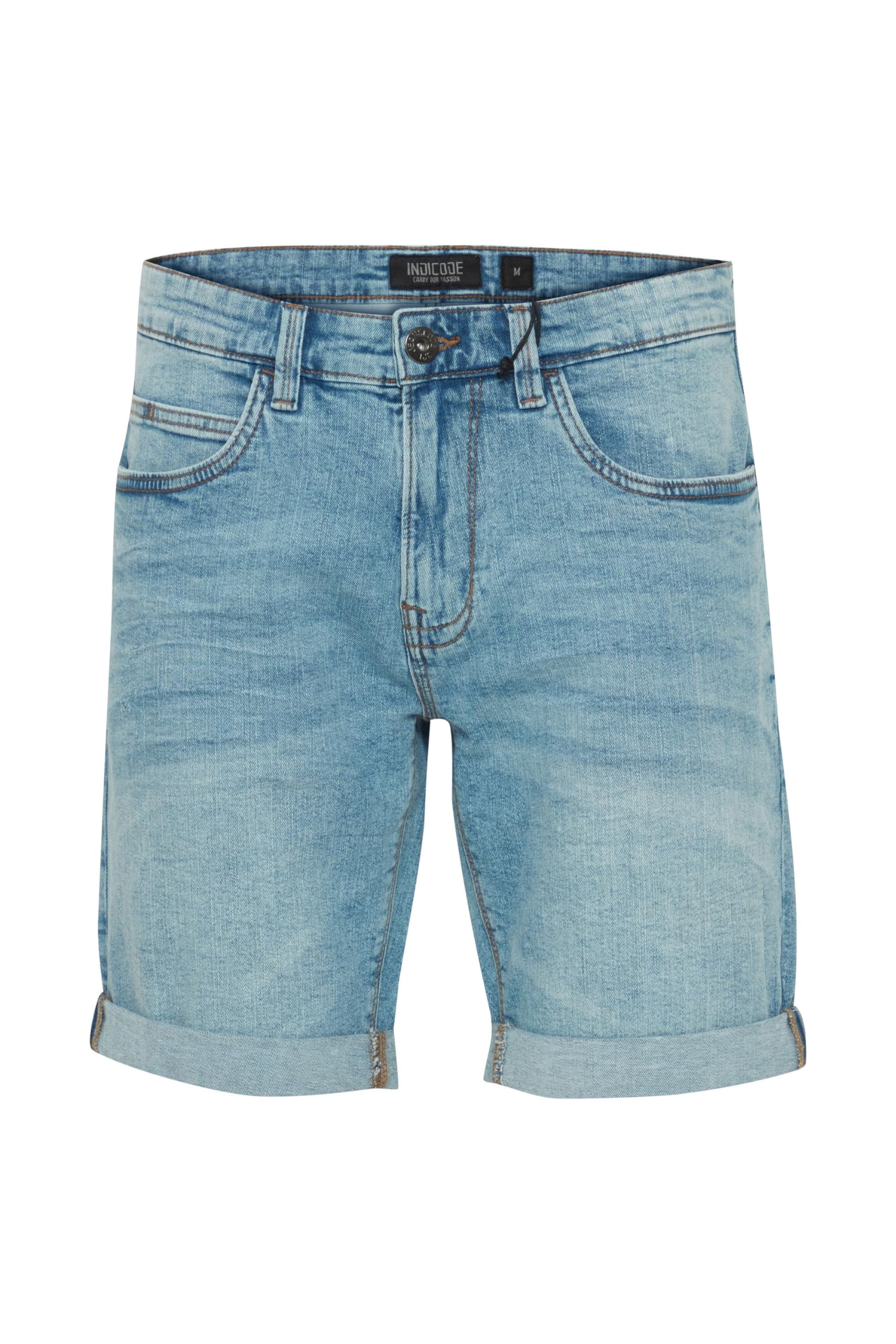 Indicode IDQuentin Herren Jeans Shorts Kurze Denim Hose im Stretch Eingriffstaschen Destroyed-Optik Baumwollmischung Regular fit