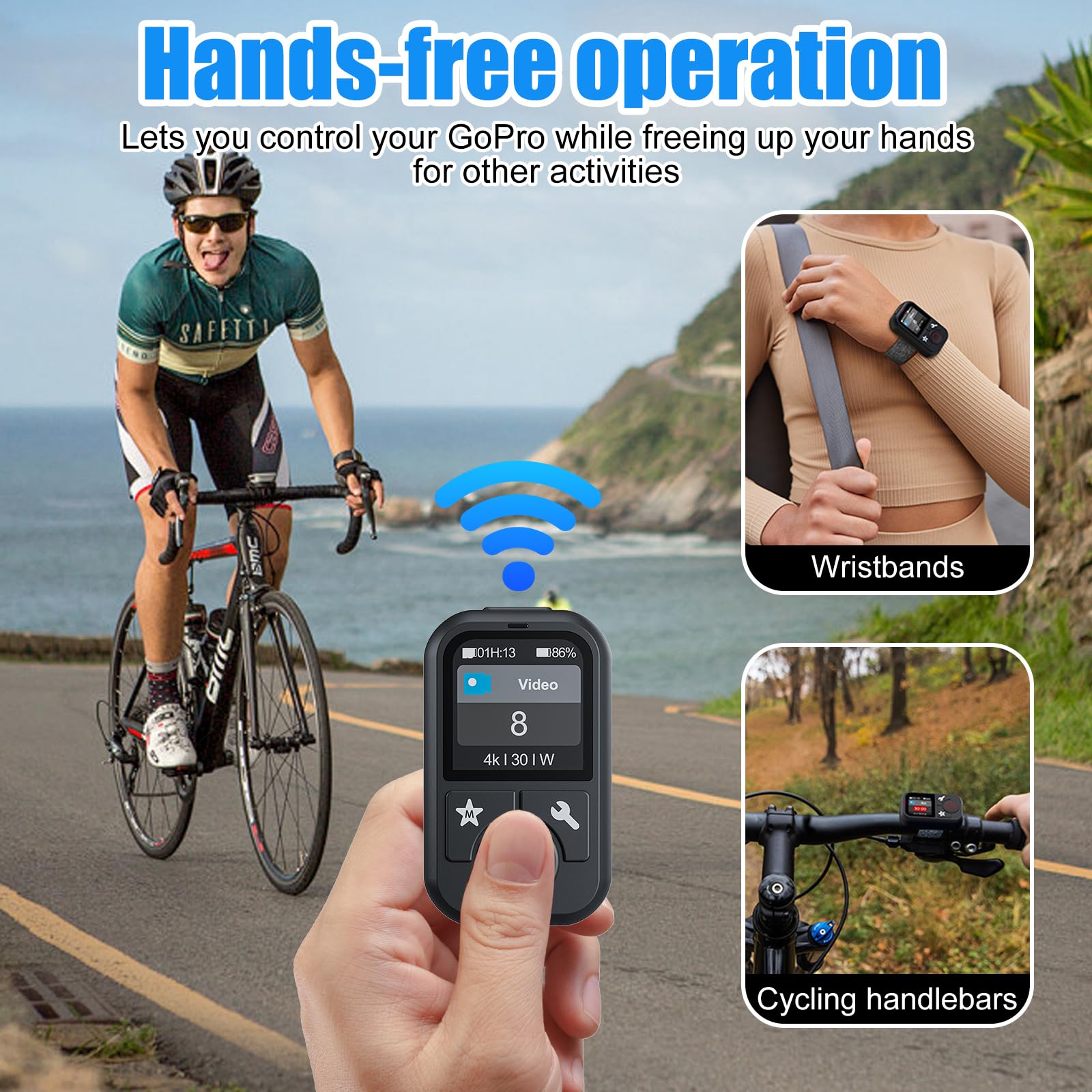OBEST Télécommande sans Fil Intelligente pour GoPro 13/12/11/10/9/8/Max,Télécommande Bluetooth sans Fil à éCran Couleur,5 Langues (Dont Le FrançAis),Réglage de la Luminosité, éTanche