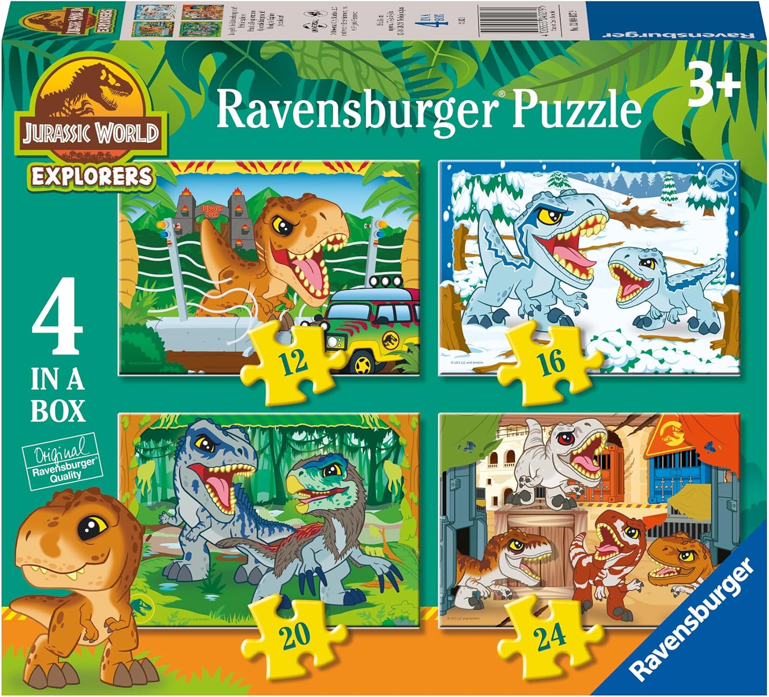 Ravensburger - Jurassic World Explorers Puzzles Pack Of 4 | Puzzle 3 Years Or Over | Gift Child 3 Years Or Over 72 Pieces | Kids Puzzles 19 X 14 Cm | Ravensburger Puzzle