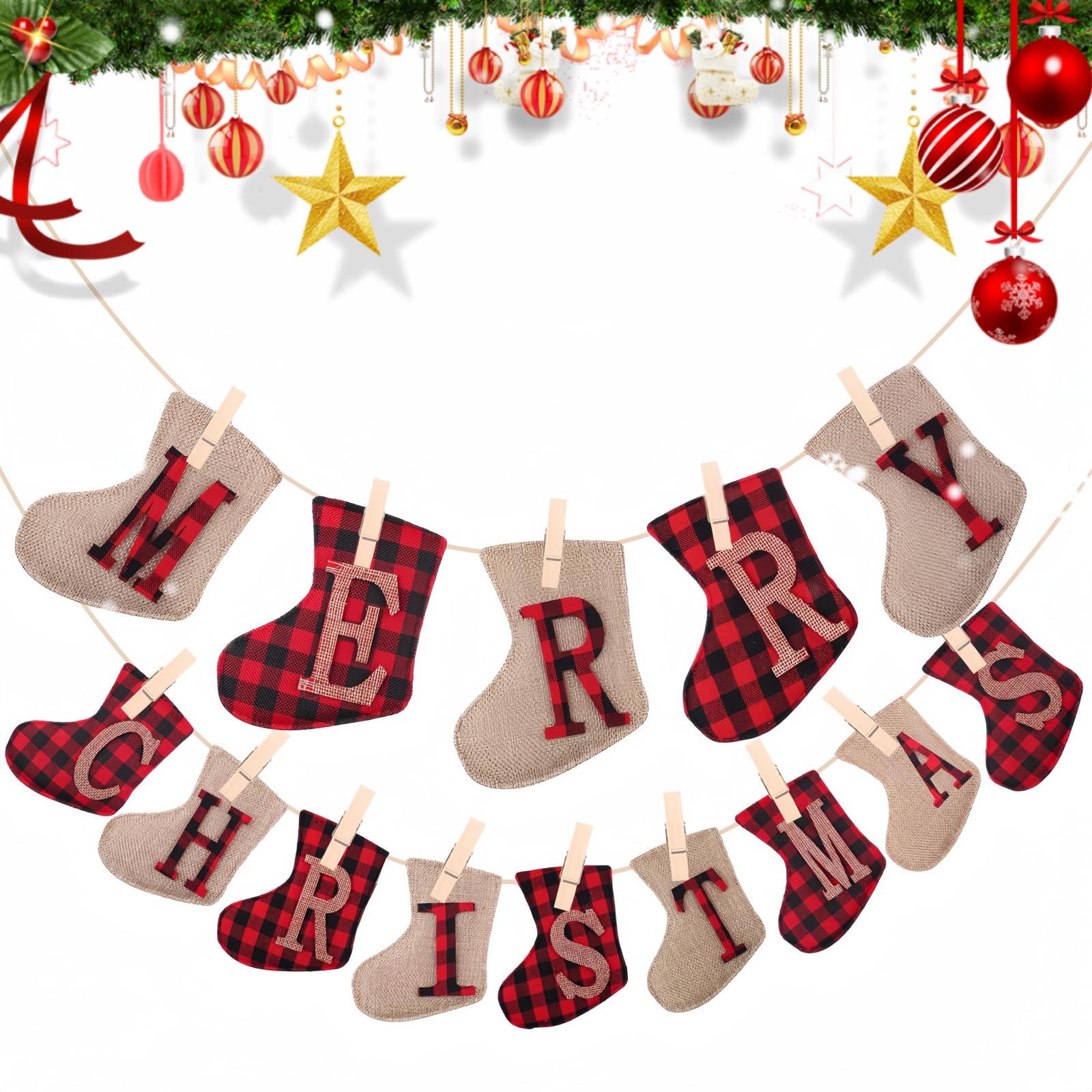 Christmas Bunting,Merry Christmas Burlap Banner