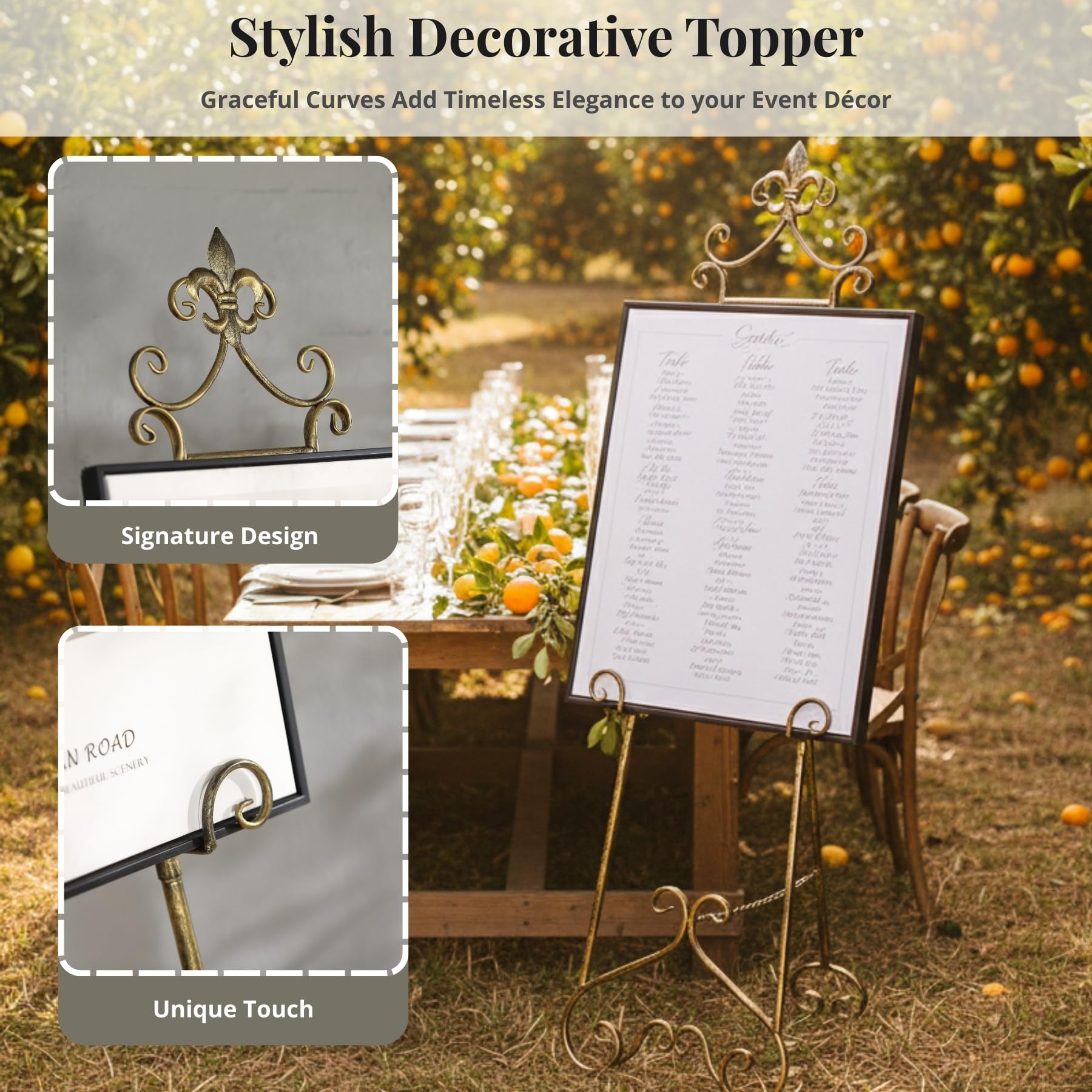 152,4 cm H Vintage Staffelei Ständer für Schilder, Metall, verstellbar | Großer Ständer zum Präsentieren von Bildern, Hochzeitsposter-Halter, Präsentation, mit Kettenstütze