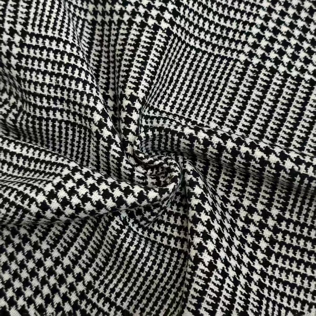 UOOZEE Women's Vintage Houndstooth Long Sleeve Blazer Work Suit Jackets Stand Collar Plaid Formal Office Work Coats