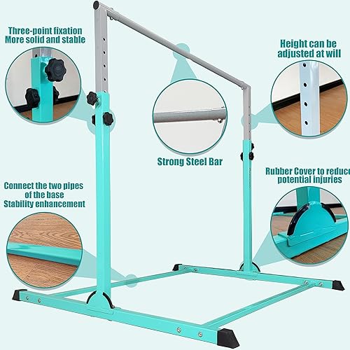 Miniatura 4 de Barra de gimnasia plegable de 5 pies y 6 pies para niños y adolescentes, barra horizontal de entrenamiento de gimnasia para uso en casa y club