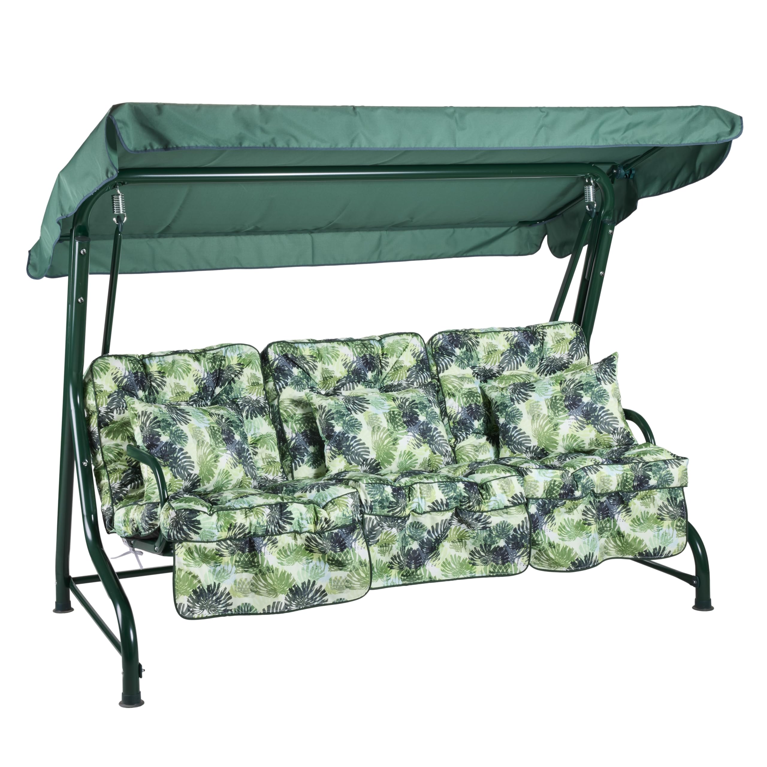 Alfresia Roma 3 Seater Garden Swing Seat with Adjustable Water-Resistant Canopy and Classic Cushions, Heavy Duty Outdoor Patio Swing Seat Supporting up to 250 kg for Garden, Lawn or Decking