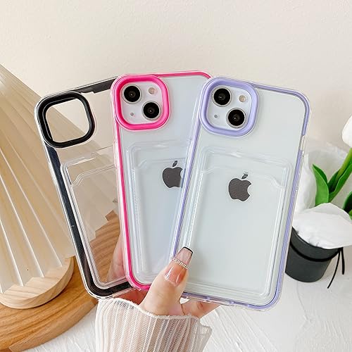 Miniatura 2 de Caseative Tarjetero transparente a prueba de golpes suave compatible con iPhone (rojo, iPhone 11 Pro)