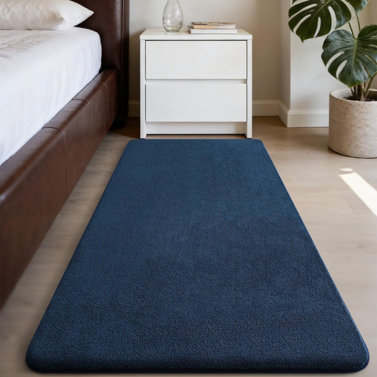 Homaxy Modern Rugs Carpet Living Room, Soft Shaggy Non-Slip Non-Shedding, Fluffy Washable Rug for Bedroom Hallway, Easy Care Home Decor, 60x100cm, Navy Blue