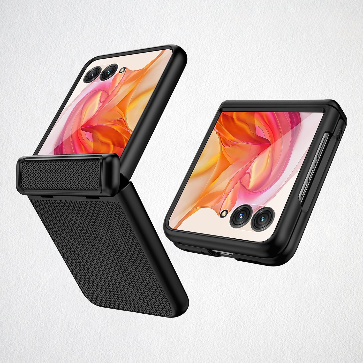 Gruattreay Case Compatible with Motorola Razr 50 Ultra 5G, [Built-in Screen Protector] Hinge Protection All-inclusive Rugged PC Shockproof Protective Cover for Moto Razr 50 Ultra (Black)
