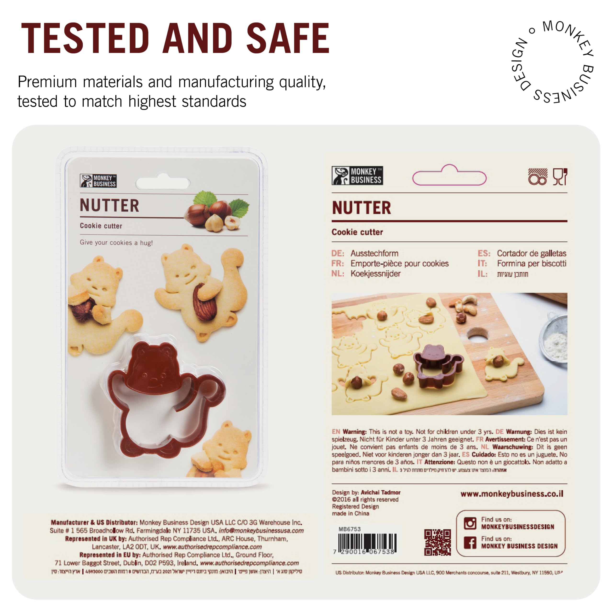 Nutter - Tagliapasta A Forma Di Scoiattolo Con Noce - Divertente Stampo Per Biscotti In Plastica Alimentare - Monkey Business