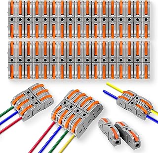 34 Pcs Electric Wire Connectors, 2 Pin Peel-Free Push-Type Design Connectors for 18-22 AWG Electrical Cables, SPL-1 Connectors Able to Quick Splicing into SPL-2/3/4/5/6