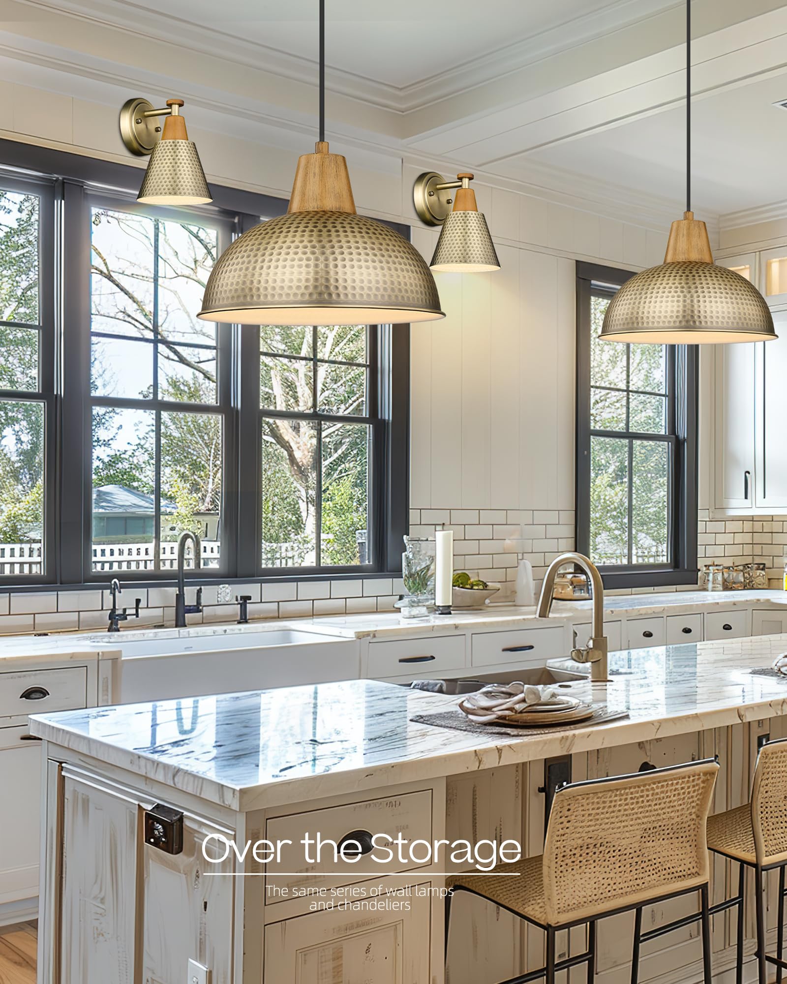 Modern Led Wall Light Metal Frame Antique Brass Matt Diffuser - View #2