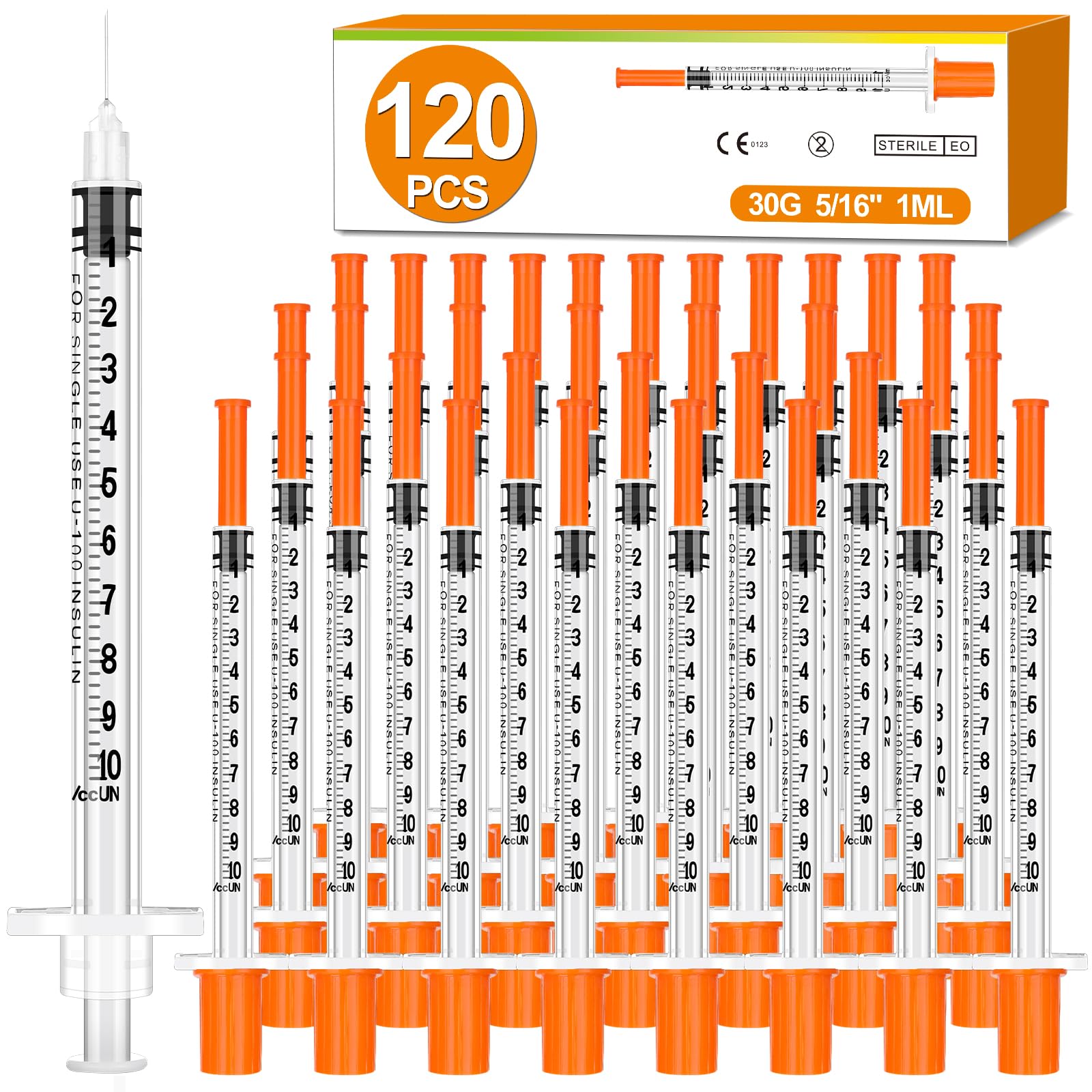 Photo 1 of 1ml 30G 5/16" 8mm Lab Liquid Measurement, Individual Package, Pack of 120