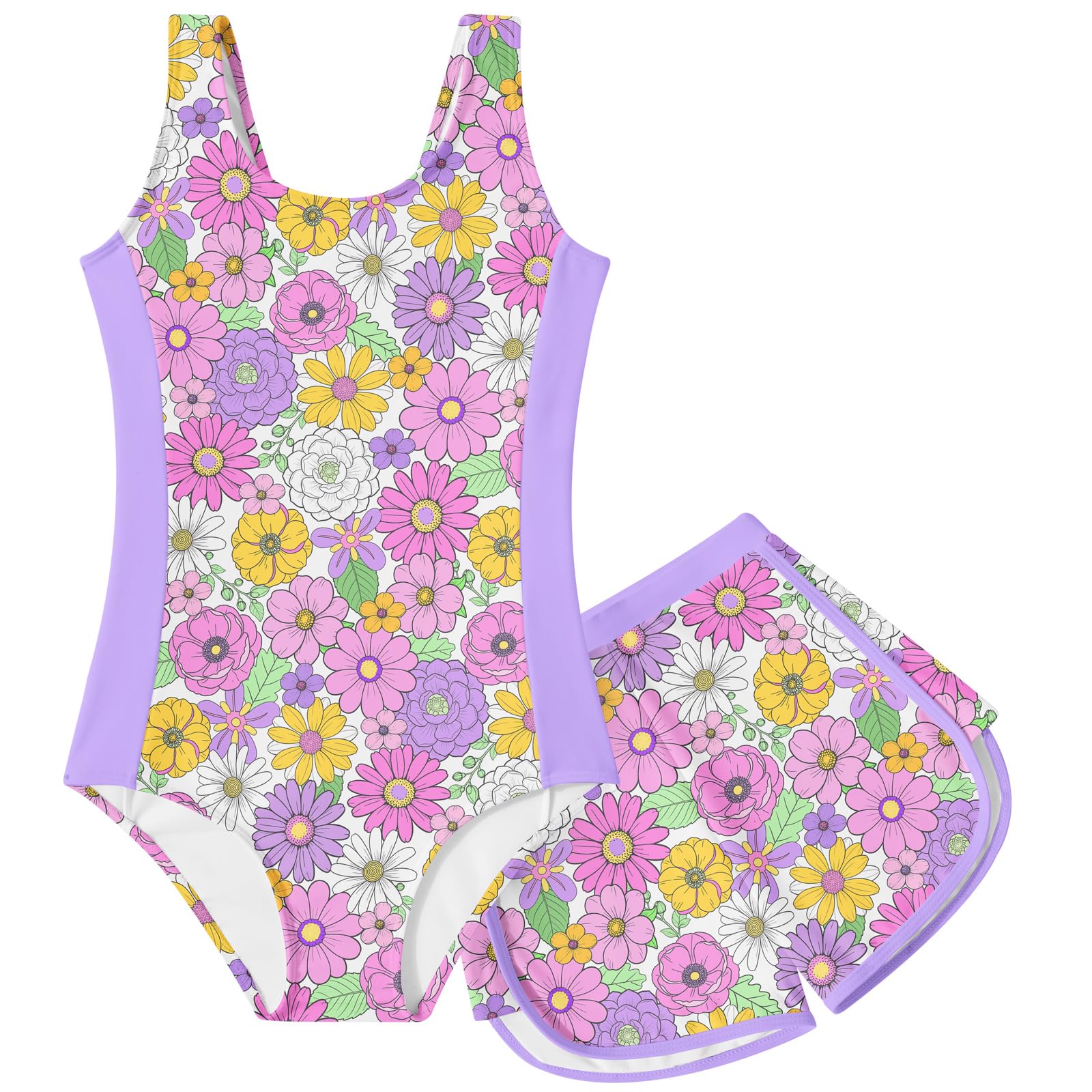 TUONROAD Toddler Girls One Piece Swimsuit Bathing Suit with Short for 3-9