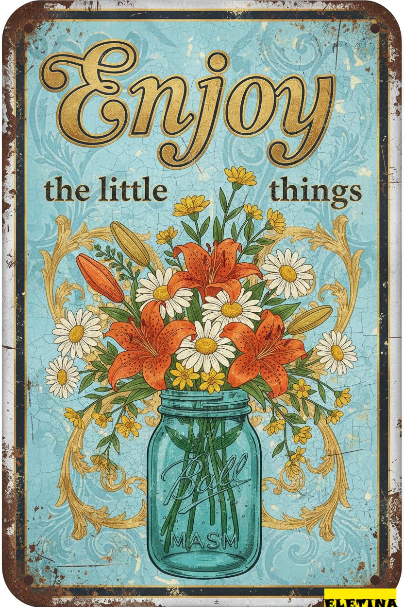 Personalized Sign for Man Cave Metal S Enjoy The Little Things Vintage Flowers Tin Home Garden Yard Bathroom Bar Kitchen Wall Decor 12x8 Inch Private Property Decorative