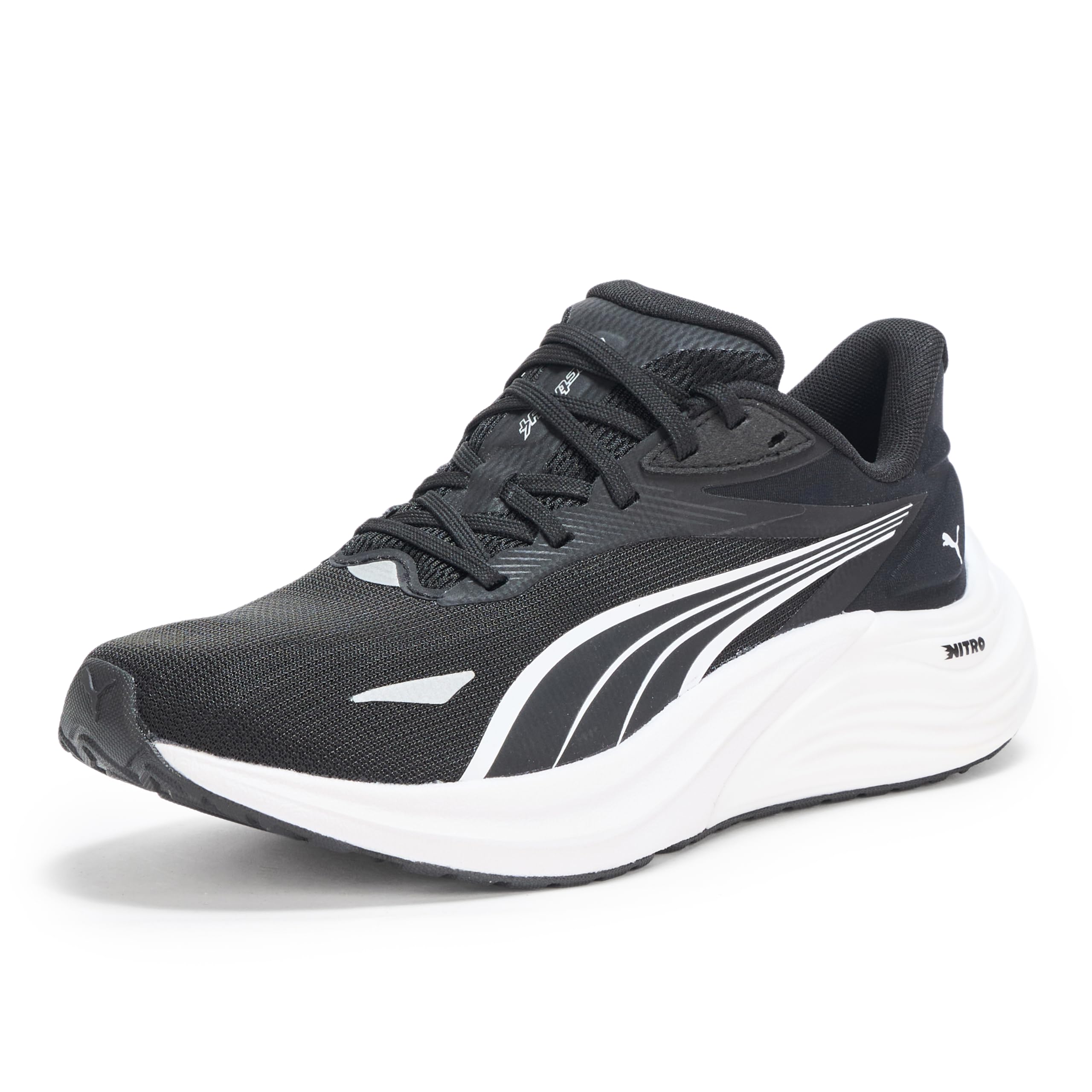 PUMA Electrify Nitro (Big Kid) Sneaker, Black White, 4 US Unisex