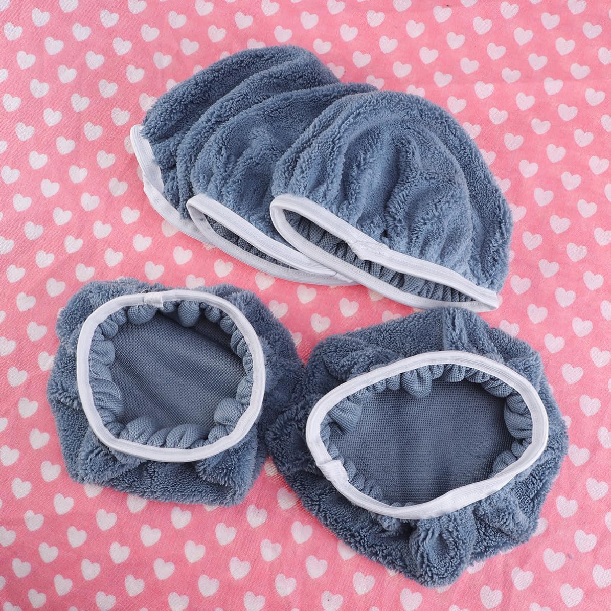 5 Pcs Coral Fleece Car Polisher Bonnet Pads 9-10 Inch Waxing