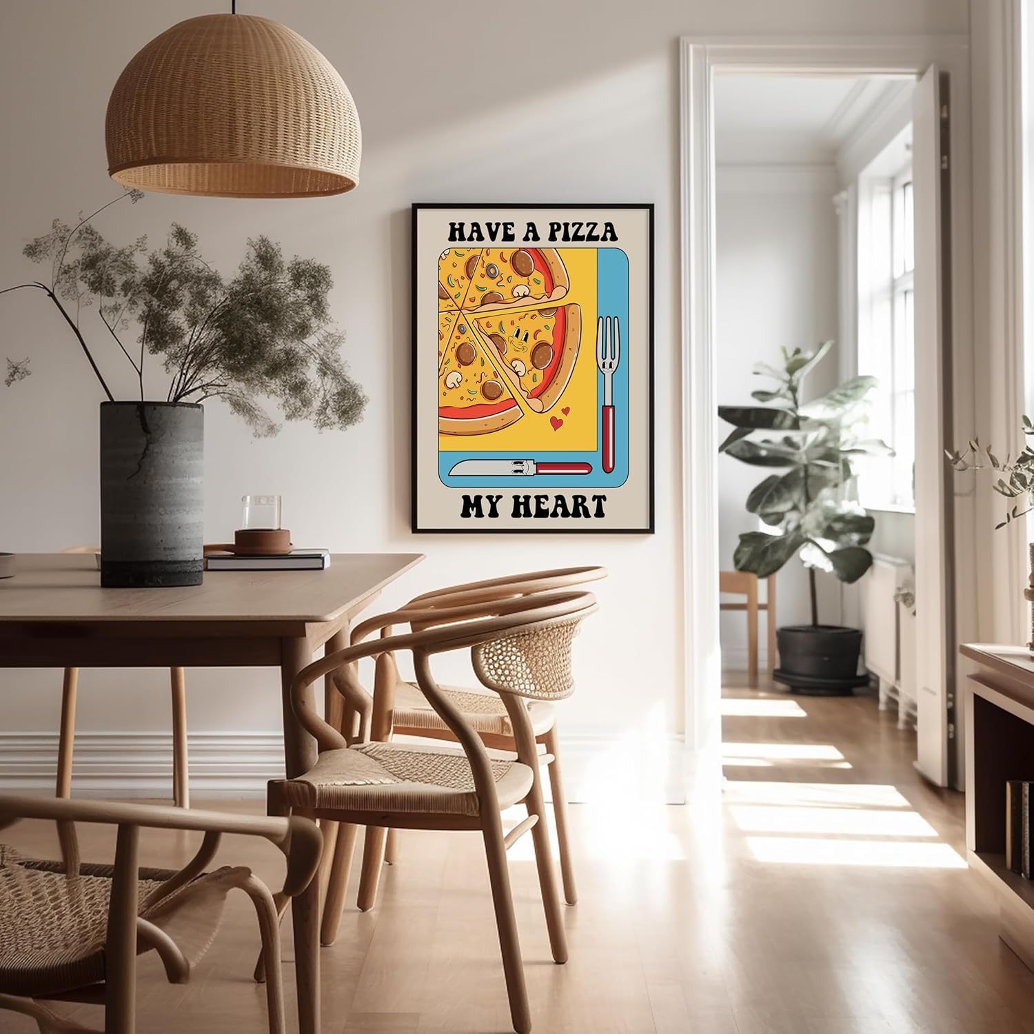 Poster Master Have A Pizza My Heart Poster - Retro Pizza Print - Food & Drink Art - Preppy & Trendy Design - Humorous Design - Chic Boho Decor - Funny Kitchen or Restaurant Decor - 8x10 UNFRAMED