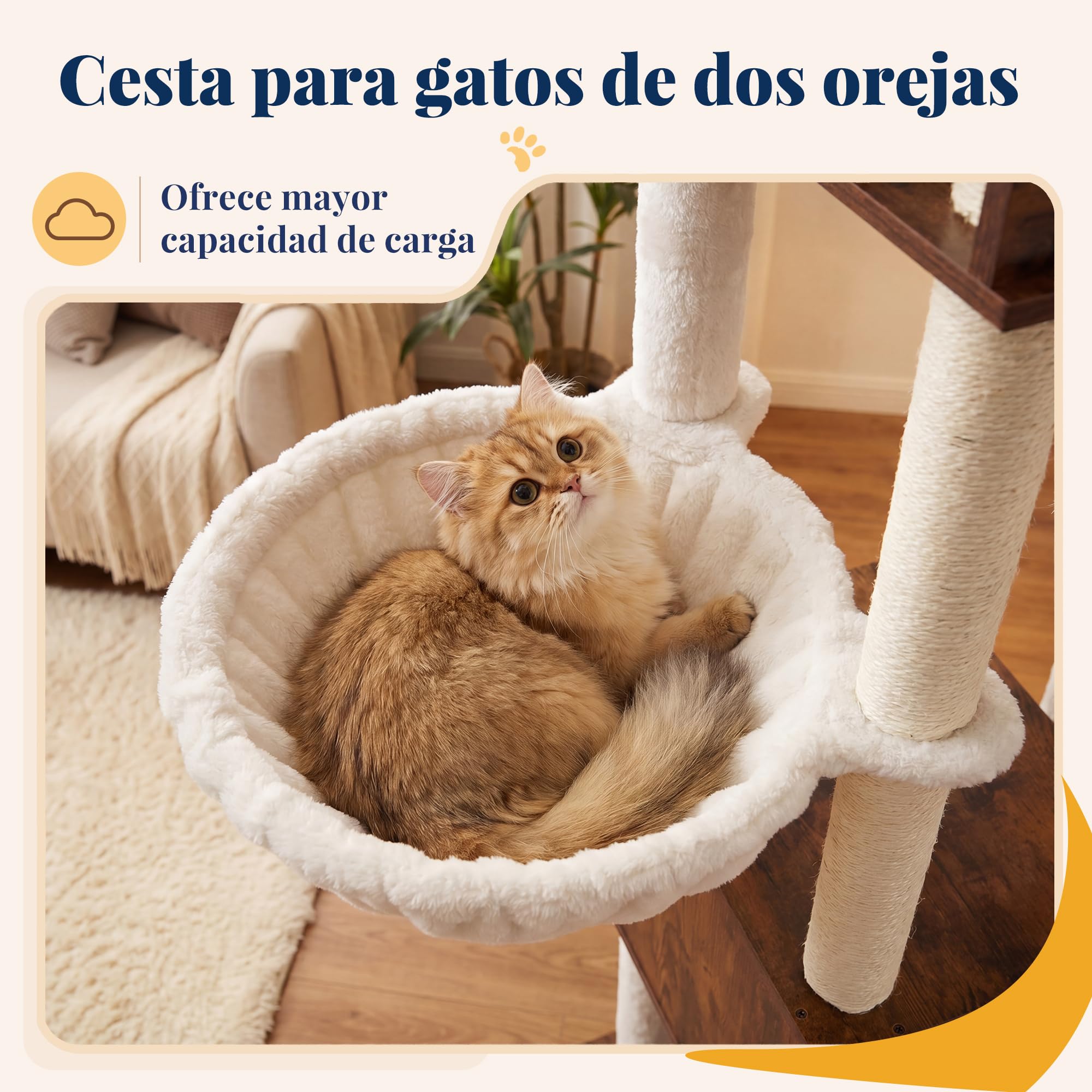 Hey-brother Rascador para Gatos de Madera, con Cueva Grande, MPJ111SR