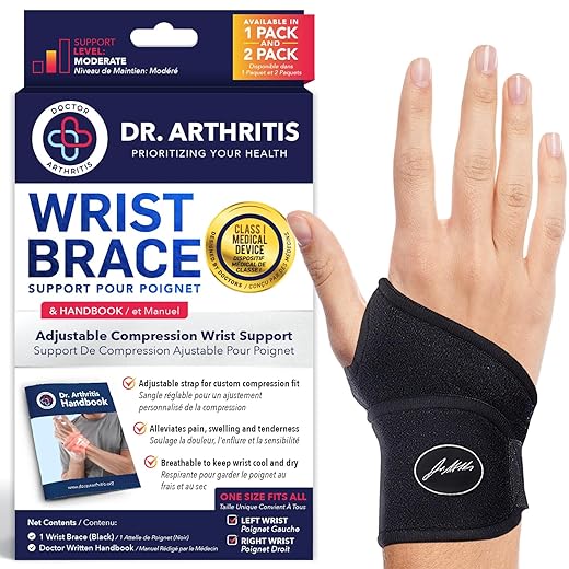 Doctor developed premium copper lined wrist support/wrist brace/hand support/strap [single] & doctor handbook— relieve wrist injuries, arthritis, sprains (1)