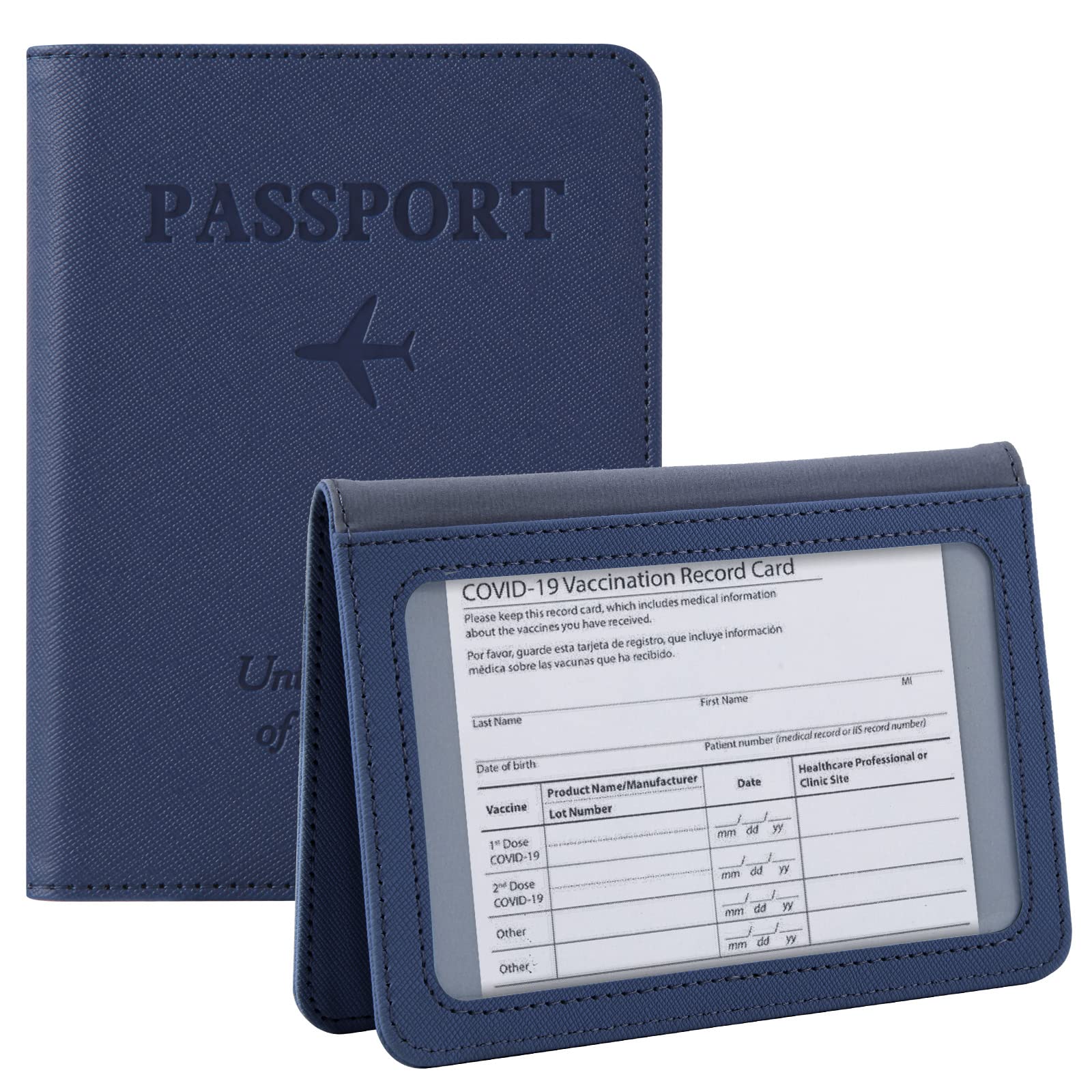 Passport Holder with Vaccine Card Slot, Passport Wallet, Dark Blue, Passport Holder With Vaccine Card Slot