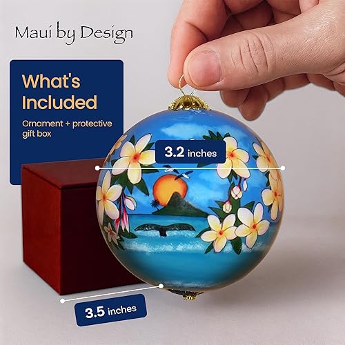 Miniatura 74 de Hawaiian Beach Life - Adorno hawaiano coleccionable de cristal pintado a mano con caja de regalo NB/H Beach Life,Corales y tortugas marinas,Puesta