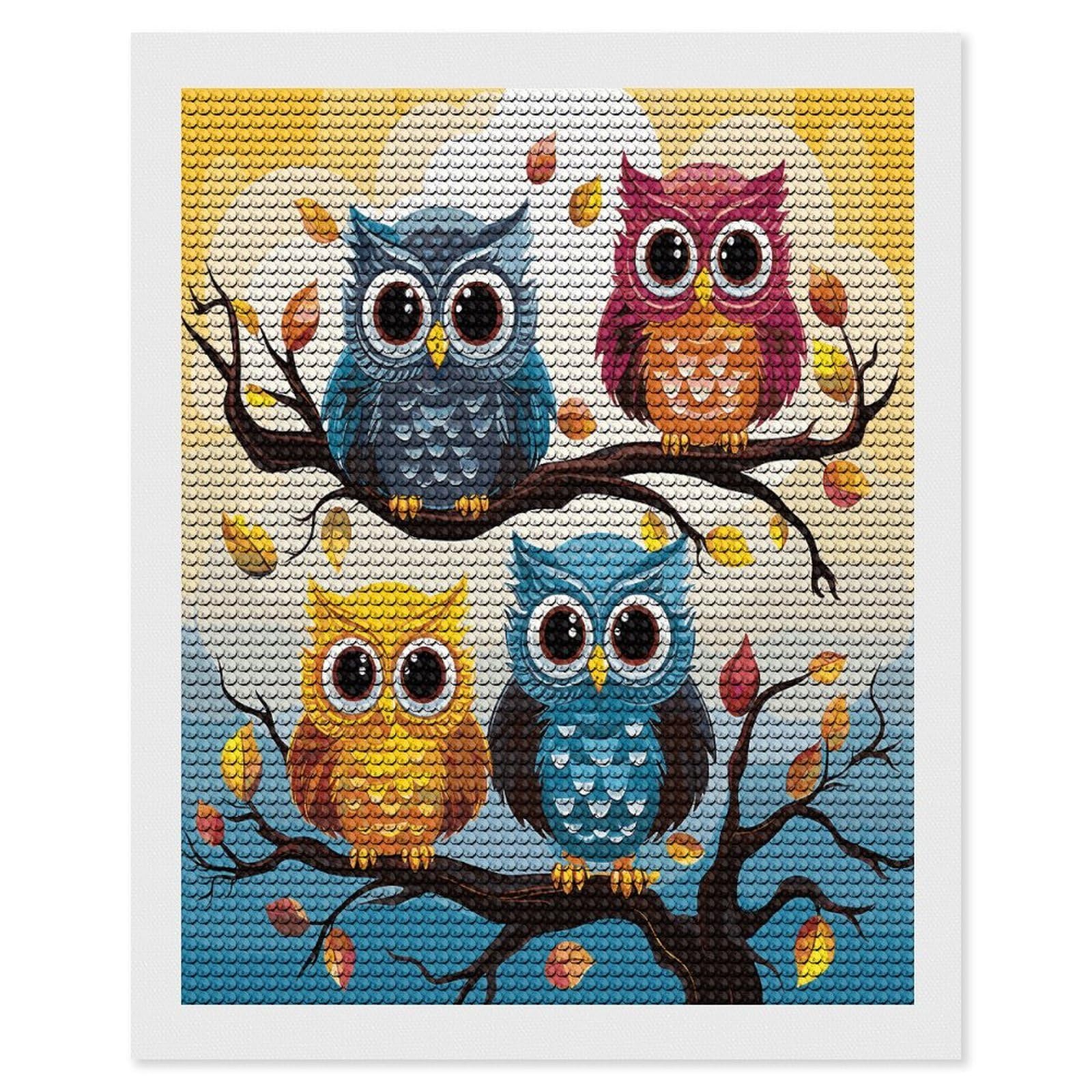 JTREHY Owls on Tree Branches Diamond Art Kits Personalized DIY Round Diamond Painting Kits for Beginner Full Drill Diamonds Dots Paintings for Adults Gem Art Crafts Home Decor