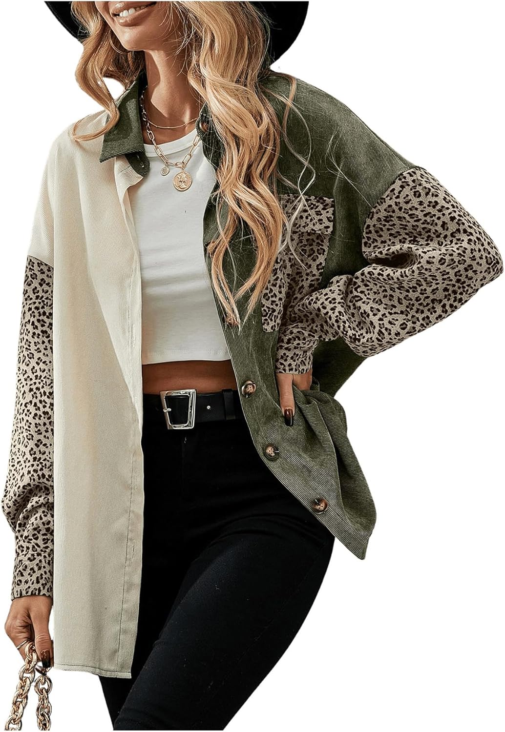 SHENHE Women's Leopard Cheetah Jacket Y2K Oversized Flannel Long Sleeve Button Down Shirts Long Animal Jacket Fall Clothes - Image 4