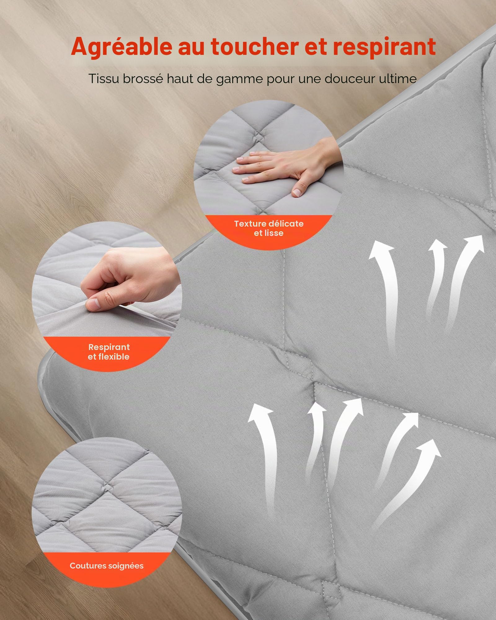 VEVOR Matelas Futon Taille Queen, Matelas de Sol Japonais Pliable, Tatami Doux pour Dormir Yoga Méditation et Relaxation, 203,2x152,4x8,9 cm, 9 Couches, avec Sac de Rangement et Attaches, Gris