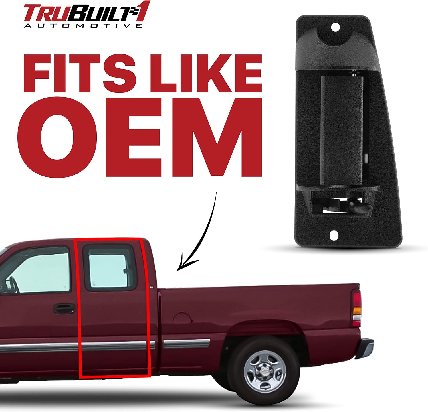 T1A Outside Door Handle Replacement for 1999-2007 Chevy Silverado and GMC Sierra, Fits Left Rear Driver's Side Door of Extended Cab, Black Color, T1A-15758172