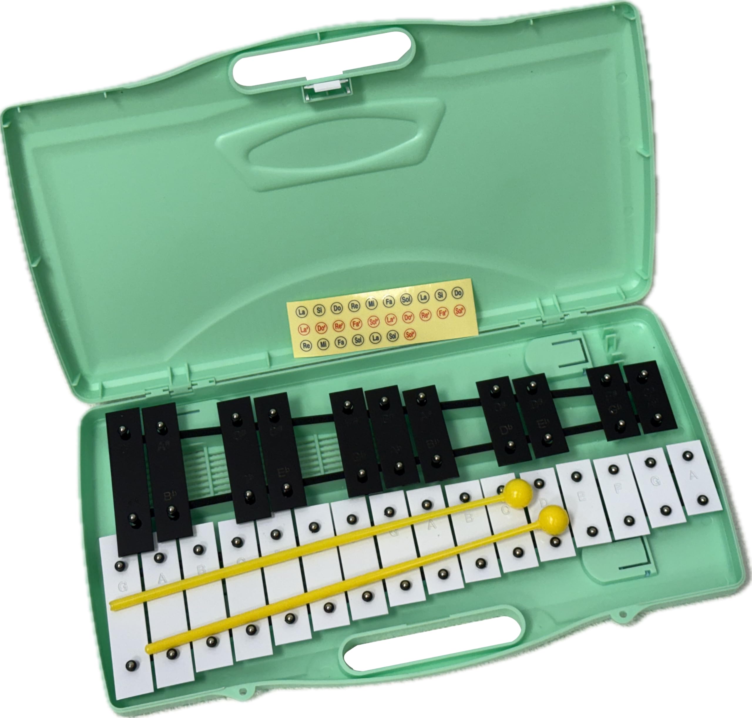 ROCKSTAR - Xilófono Glockenspiel Carrillón Metalofono Angel AG27NG Cromático, 27 Teclas Negras y Blancas con Estuche y Mazas. Para uso escolar ó domestico, Instrumento Musical Rítmico