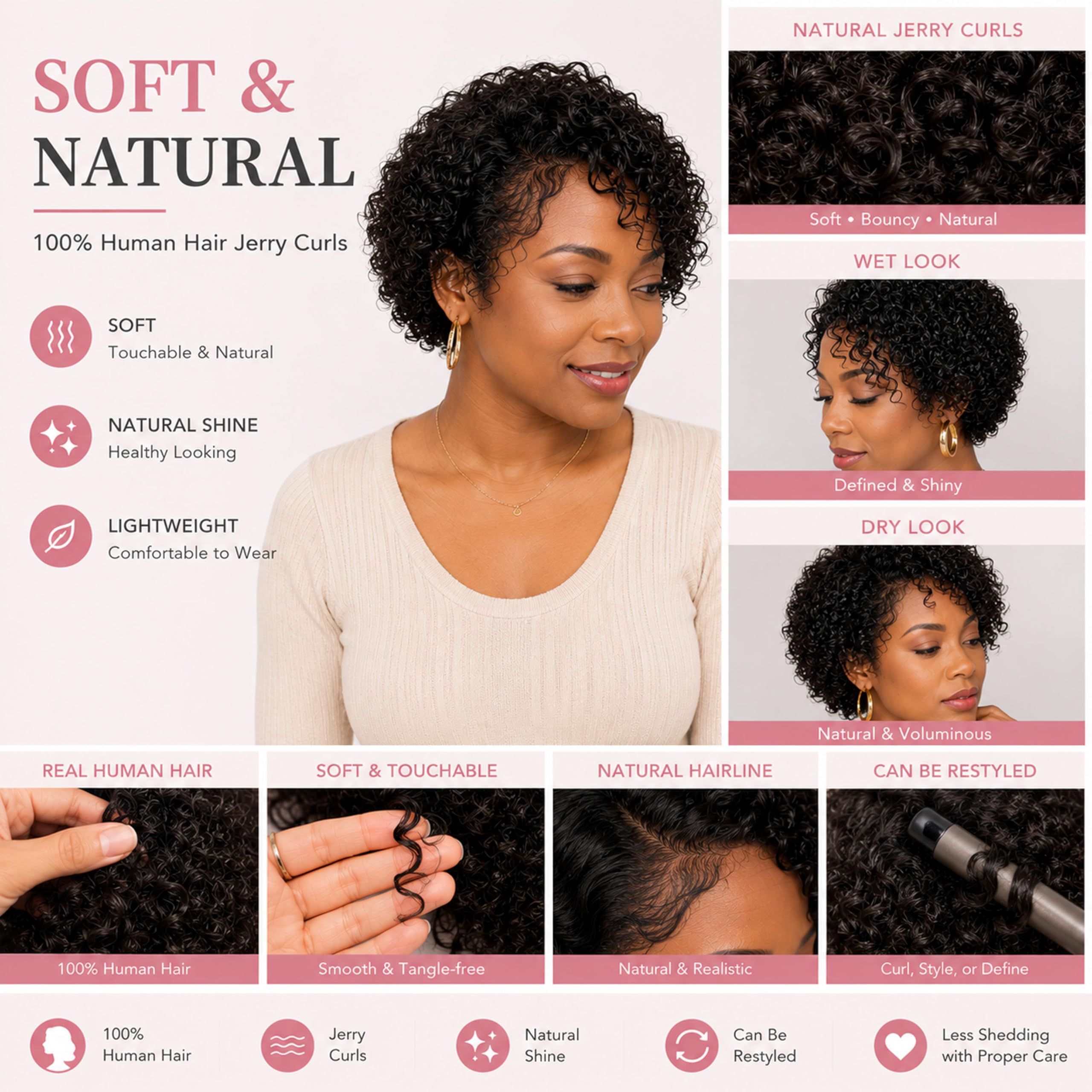 Amazon.com : ManeMajesty 6 Inch Short Curly Human Hair Wigs 