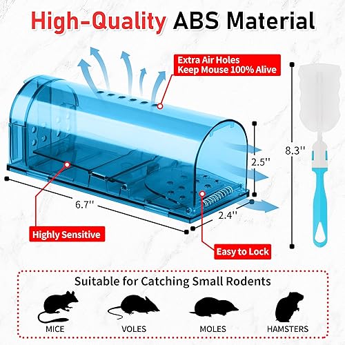 Miniatura 2 de LULUCATCH Paquete de 2 trampas humanas para ratones, trampas para ratones vivos, trampas para ratones de liberación de captura para interiores para