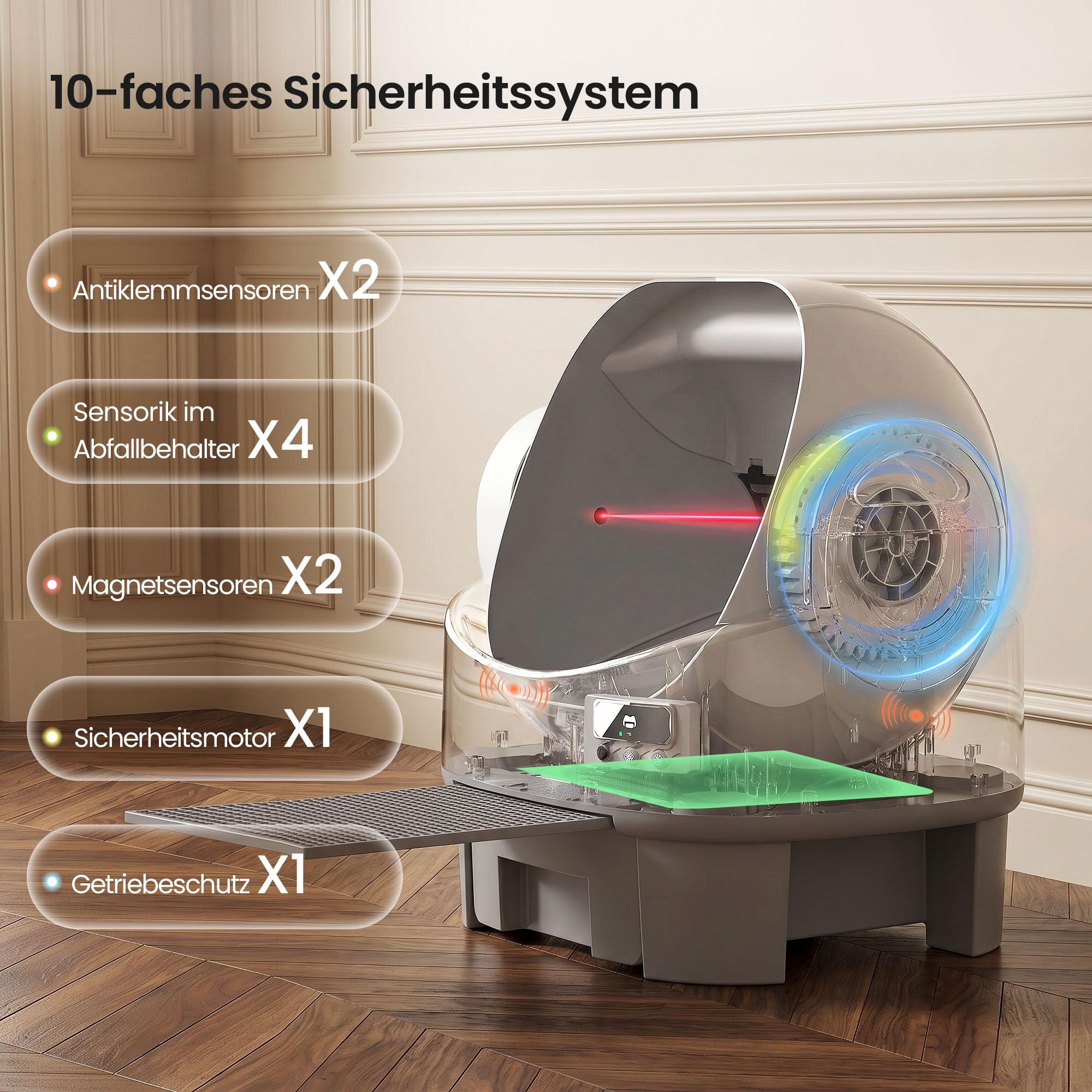 JUMMICO Automatisches Katzenklo, Selbstreinigend Mit Einklemmschutz & Sicherheitsfunktionen, APP-Steuerung, 12L Abfallbehälter (bis 15 Tage ohne Reinigung), Großraum Katzenroboter für Mehrkatzenhausha