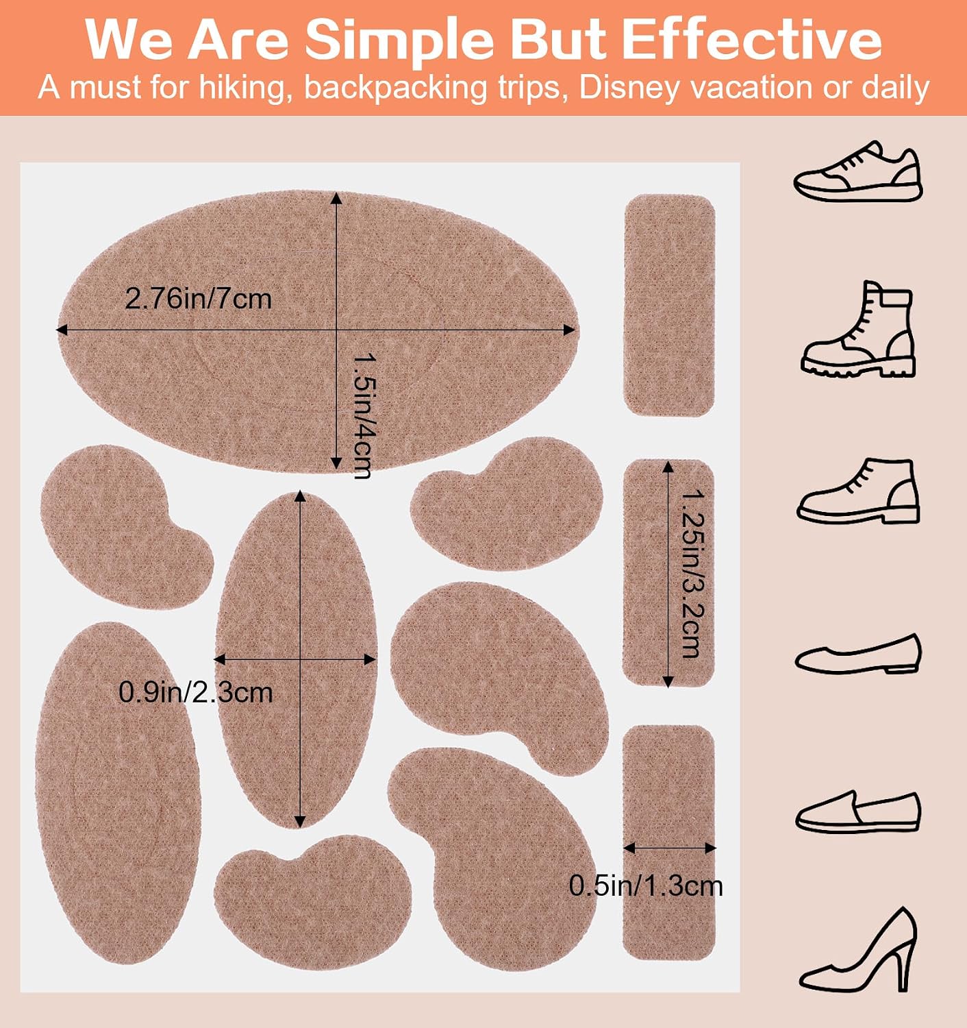 12 Sheets Mole Skin for Shoe, Adhesive Moleskin Pads for Blisters | Toes, and Heel | Blister Prevention Cushion Padding (132 Pieces )