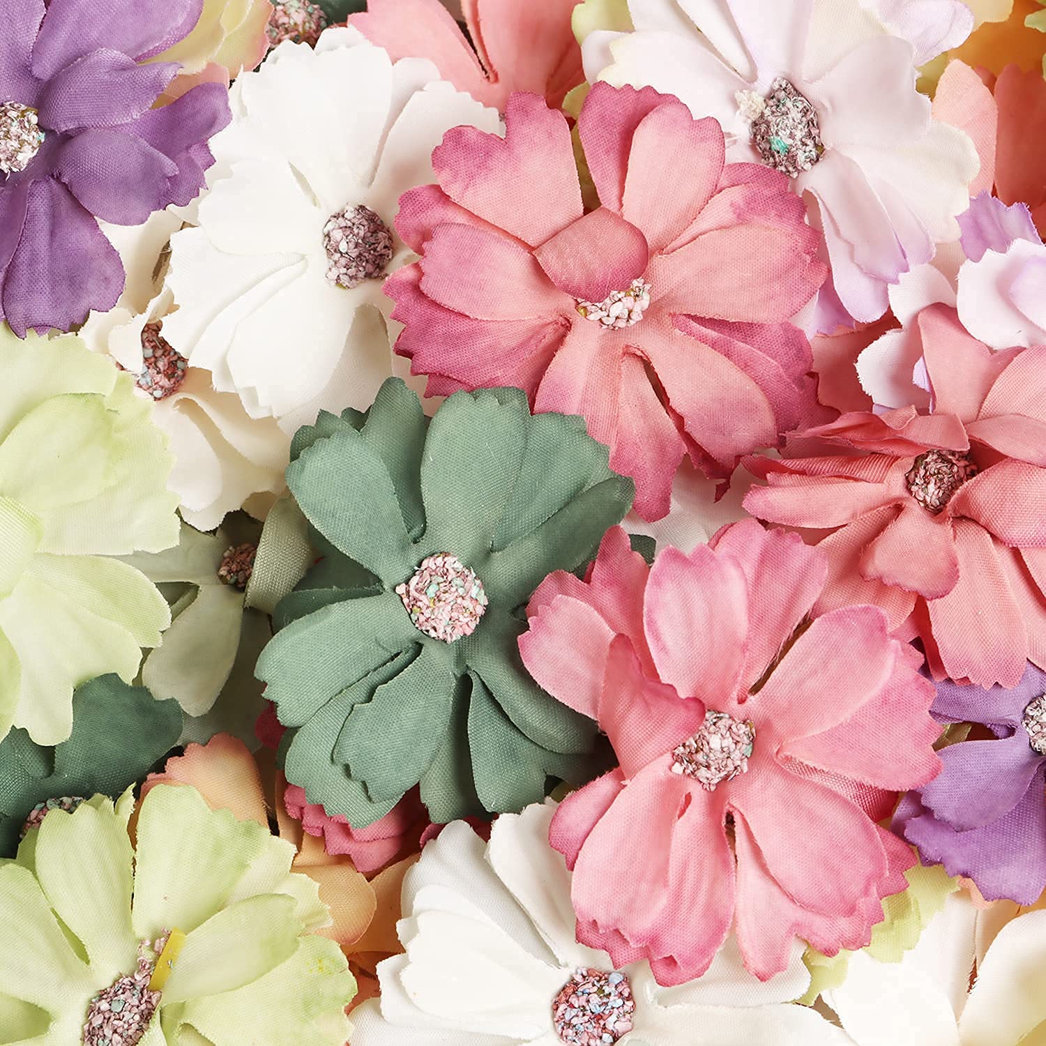 Fake Daisy Flower Heads 60 Piece Artificial Silk Peony Daisy Flowers Heads Mini Crafts Faux Fabric Flowers Multicolor Small Artificial Flowers for Wedding Home Wreath Decoration, 5cm