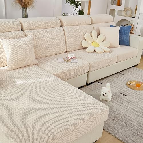 Miniatura 15 de Fundas de sofá para sofá seccional, fundas de cojín elásticas y lavables para sofá en forma de L, funda de sofá para perro, resistente al desgaste