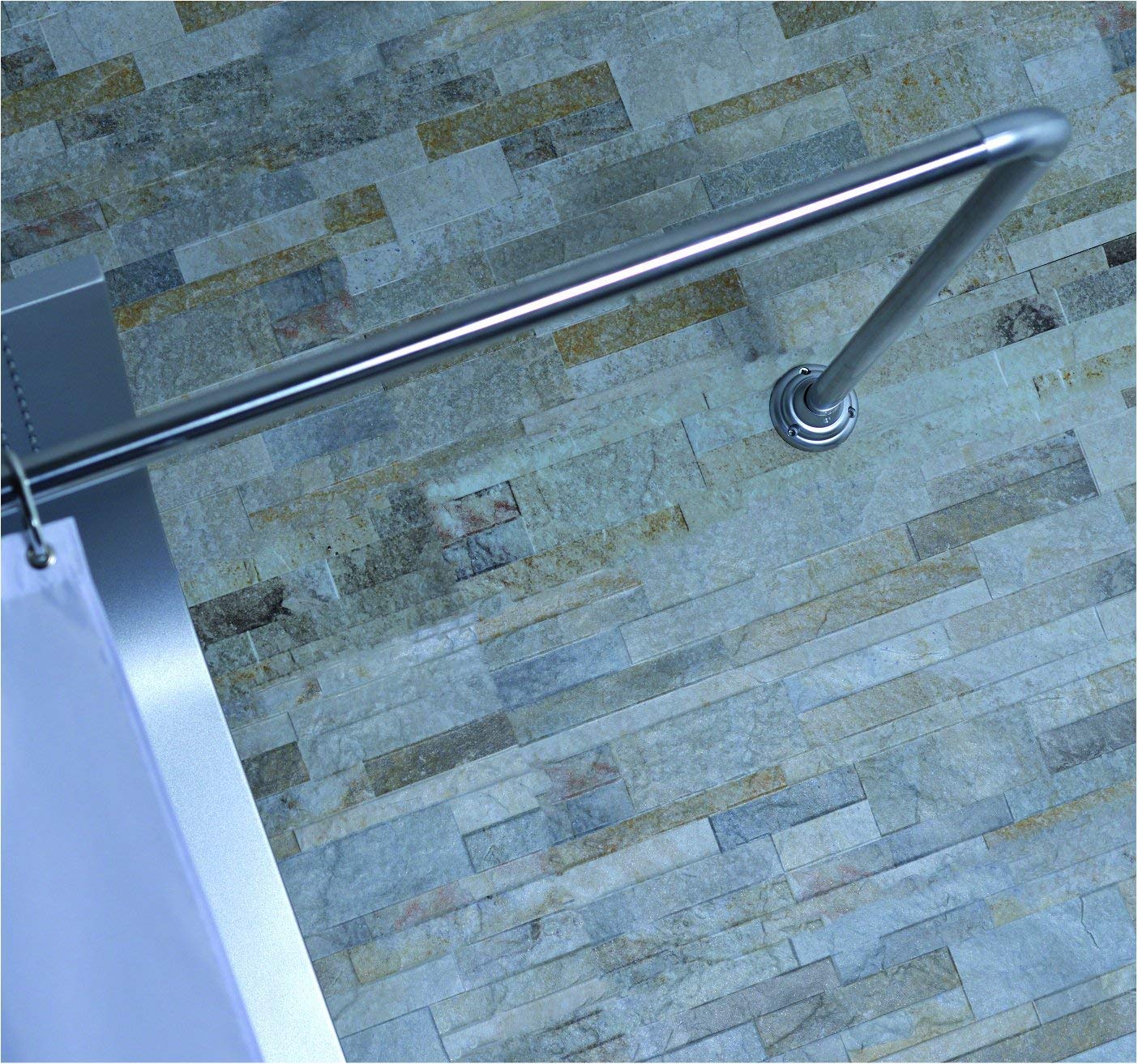 Chrome Shower Curtain Rail Pole Non Rust U L Shape Adjustable Corner Shower Rail