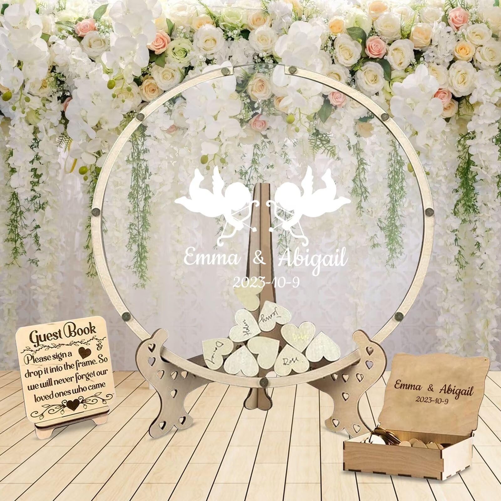 FENGHUO Libro de Invitados de Boda Personalizado,Libro de Invitados Divertido Alternativas,Libro de Invitados de Boda de Madera Personalizado,Libro de Invitados de Boda Rústico,Regalos para Amigos